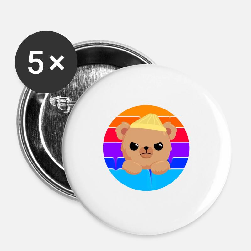 Bad little bear - Buttons large 2.2''/56 mm (5-pack) - white