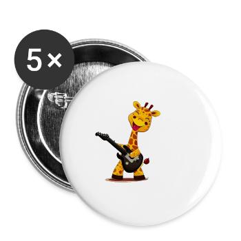 Girafe avec guitare - Lot de 5 grands badges (56 mm) - blanc - Devant