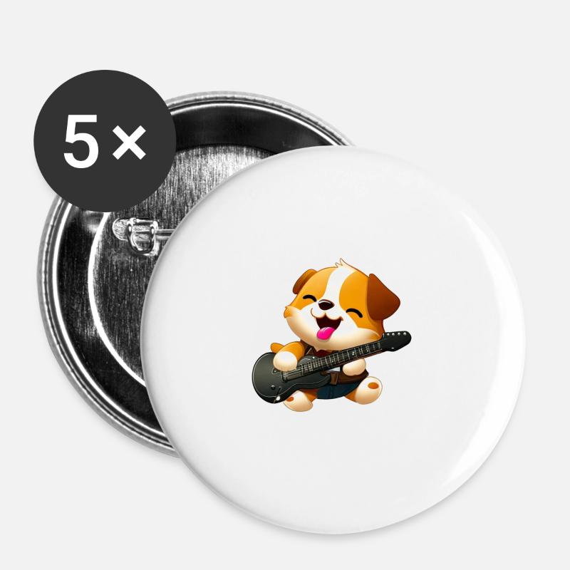 Dog with guitar - Buttons large 2.2''/56 mm (5-pack) - white
