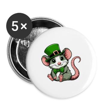 St. Patrick's Tag Süße Ratte - Buttons groß 56 mm (5er Pack) - Weiß - Vorne