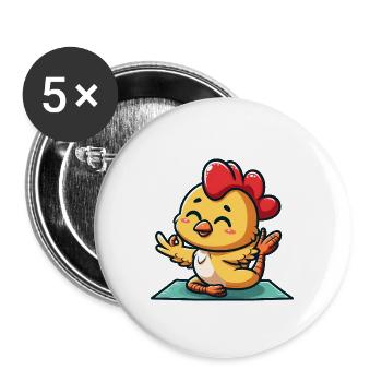 Chicken Hen Yoga Meditation Gymnastics - Buttons large 2.2''/56 mm (5-pack) - white - Front