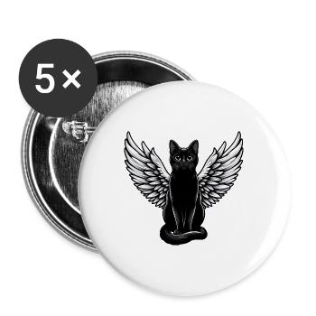 Black Cat as Dark Angel - Buttons large 2.2''/56 mm (5-pack) - white - Front