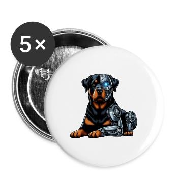 Rottweiler Cyborg Robot Espace - Lot de 5 grands badges (56 mm) - blanc - Devant