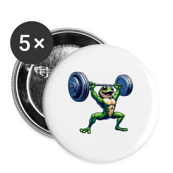 Entraînement de fitness avec haltères d’haltérophilie grenouille - Lot de 5 grands badges (56 mm) - blanc - Devant