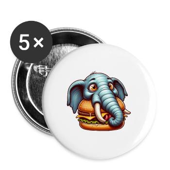 éléphant mange hamburger restauration rapide drôle - Lot de 5 grands badges (56 mm) - blanc - Devant
