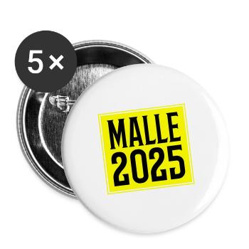 Malle 2025 - Buttons groß 56 mm (5er Pack) - Weiß - Vorne