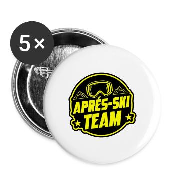 Apres Ski Party Team Spruch - Buttons groß 56 mm (5er Pack) - Weiß - Vorne
