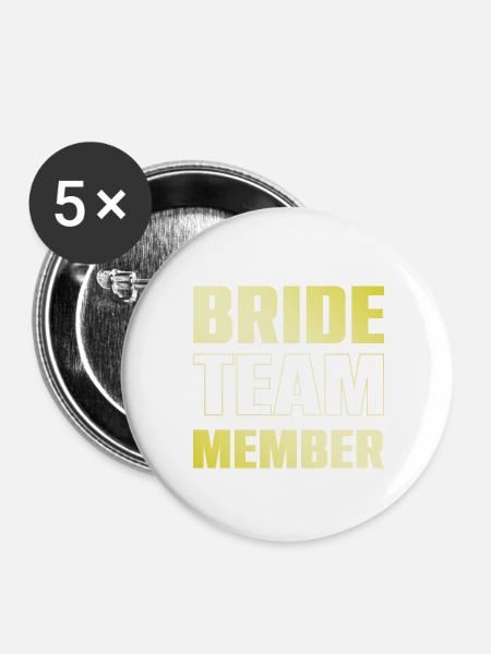 Bride Team - Buttons groß 56 mm (5er Pack) - Weiß