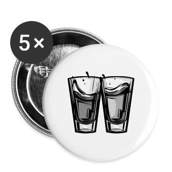 Tequila Glas Anstoßen - Buttons groß 56 mm (5er Pack) - Weiß - Vorne