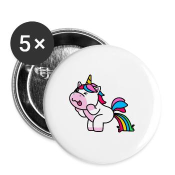 Licorne Arc-en-ciel Drôle - Lot de 5 grands badges (56 mm) - blanc - Devant