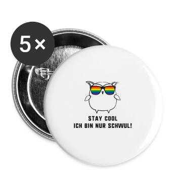 owl,pride,love,gay,sunglasses,rainbow - Buttons large 2.2''/56 mm (5-pack) - white - Front