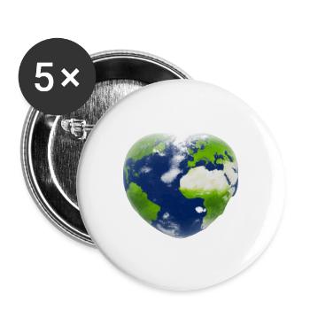 Earth Heart Heart Heart Shaped Planet Gift Idea - Buttons large 2.2''/56 mm (5-pack) - white - Front