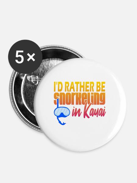 Kauai Schnorcheln - Buttons groß 56 mm (5er Pack) - Weiß