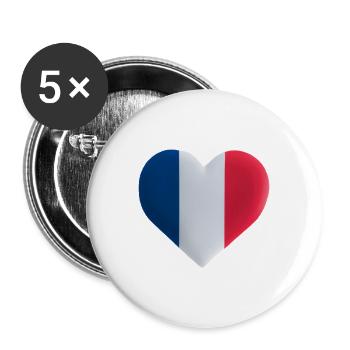 Frankreich Geschenkidee französische Flagge - Buttons groß 56 mm (5er Pack) - Weiß - Vorne