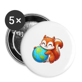 Écureuils pour la protection de l’environnement et la conservation de la nature - Lot de 5 grands badges (56 mm) - blanc - Devant