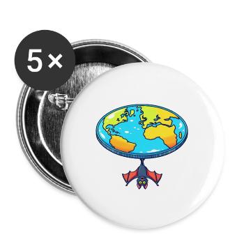 Flache Erde Fledermaus Versteckspiel - Buttons groß 56 mm (5er Pack) - Weiß - Vorne