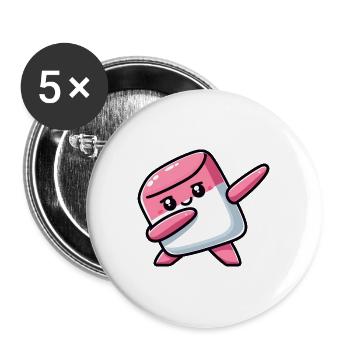 Cute Marshmallow Dabbing Cartoon - Buttons large 2.2''/56 mm (5-pack) - white - Front