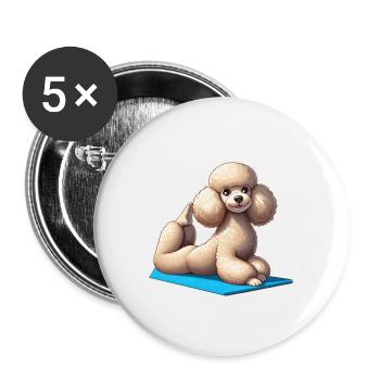 Dog Poodle Yoga Gymnastics - Buttons large 2.2''/56 mm (5-pack) - white - Front
