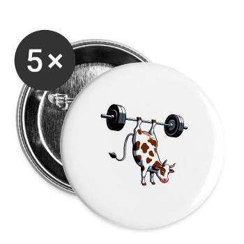 Kuh Handstand Training Workout Fitness Artist - Buttons groß 56 mm (5er Pack) - Weiß - Vorne