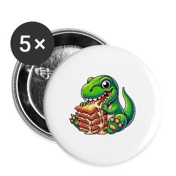 T-Rex Dino Lasagna Pasta Italian Dinosaur F - Buttons large 2.2''/56 mm (5-pack) - white - Front