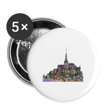 Peinture, vacances au mont, mer et plage - Lot de 5 grands badges (56 mm) - blanc - Devant