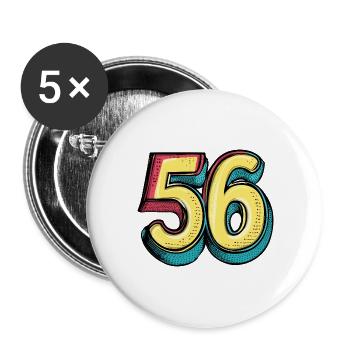 56 Nombre Coloré - Lot de 5 grands badges (56 mm) - blanc - Devant