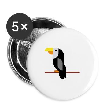 Toucan sur branche - Lot de 5 grands badges (56 mm) - blanc - Devant