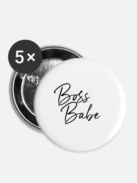 Boss Babe - Buttons groß 56 mm (5er Pack) - Weiß