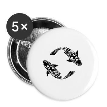 Deux poissons de carpe Koi Vector - Lot de 5 grands badges (56 mm) - blanc - Devant