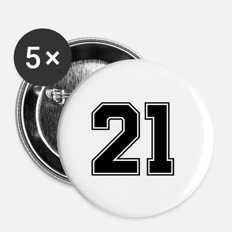 21 number jersey - Buttons large 2.2''/56 mm (5-pack) - white
