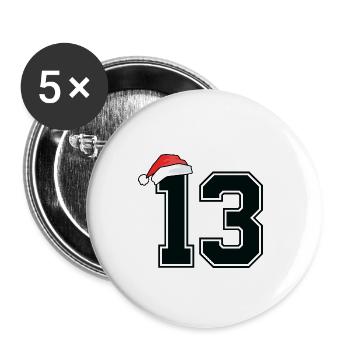 13 Number Christmas - Buttons large 2.2''/56 mm (5-pack) - white - Front