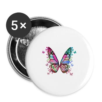 schmetterling ,bunt,graffiti,malerei - Buttons groß 56 mm (5er Pack) - Weiß - Vorne