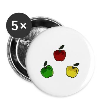 Pommes multicolores / pommes colorées - Lot de 5 grands badges (56 mm) - blanc - Devant
