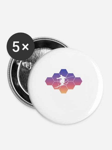 Skiing - Buttons groß 56 mm (5er Pack) - Weiß
