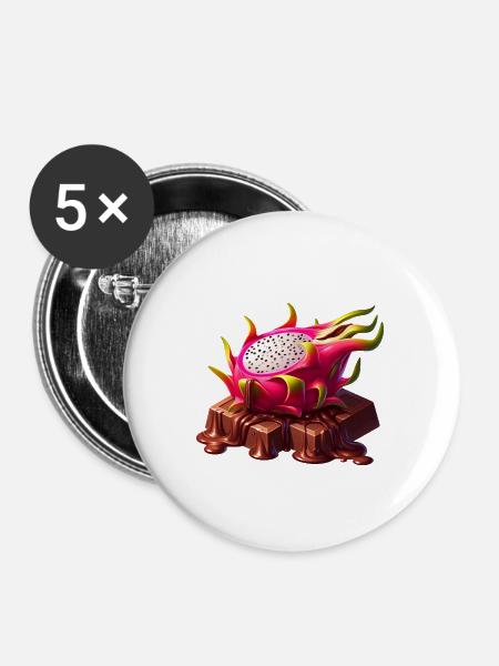 Schokolade Drachenfrucht Fusion Schmelzendes Desig - Buttons groß 56 mm (5er Pack) - Weiß