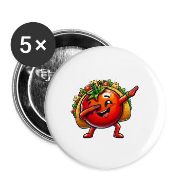 Taco avec Tomato Dabbing Comic - Lot de 5 grands badges (56 mm) - blanc - Devant