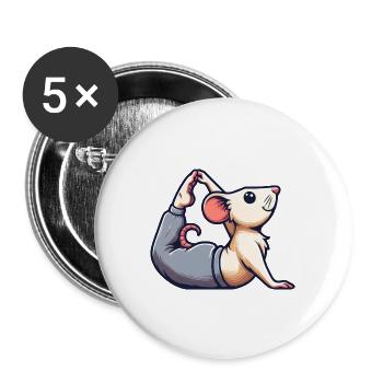 Rat & Mouse Yoga: Meditation and Gymnastics - Buttons large 2.2''/56 mm (5-pack) - white - Front