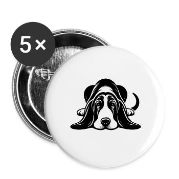 Lying Basset Hound Vector Design - Buttons large 2.2''/56 mm (5-pack) - white - Front