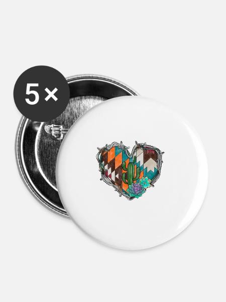 Azteken mit saftigem Stacheldraht - Buttons groß 56 mm (5er Pack) - Weiß