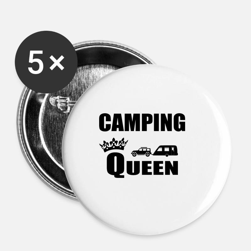 Camping - Buttons groß 56 mm (5er Pack) - Weiß