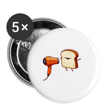 Toast with Hair Dryer Toasting Cartoon - Buttons large 2.2''/56 mm (5-pack) - white - Front