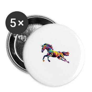 Colorful Horse Head Low Poly Logo Design - Buttons large 2.2''/56 mm (5-pack) - white - Front