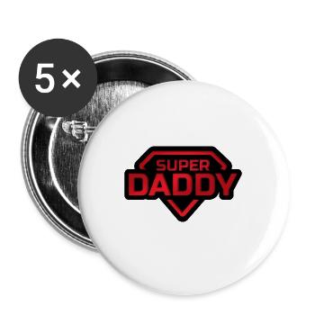 Super Daddy Badge - Buttons large 2.2''/56 mm (5-pack) - white - Front