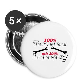 Traktor , Trecker ,Traktorfahrer Leidenschaft (25) - Buttons groß 56 mm (5er Pack) - Weiß - Vorne