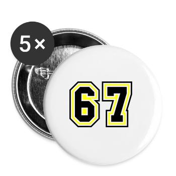 67 Zahl Symbol - Buttons groß 56 mm (5er Pack) - Weiß - Vorne