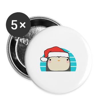 Weihnachten Pinguin - Buttons groß 56 mm (5er Pack) - Weiß - Vorne