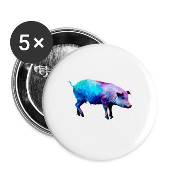 Cochon coloré - Lot de 5 grands badges (56 mm) - blanc - Devant