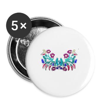 ungarische blumen,Ranke,floral,pink,Blumen,sketch - Buttons groß 56 mm (5er Pack) - Weiß - Vorne