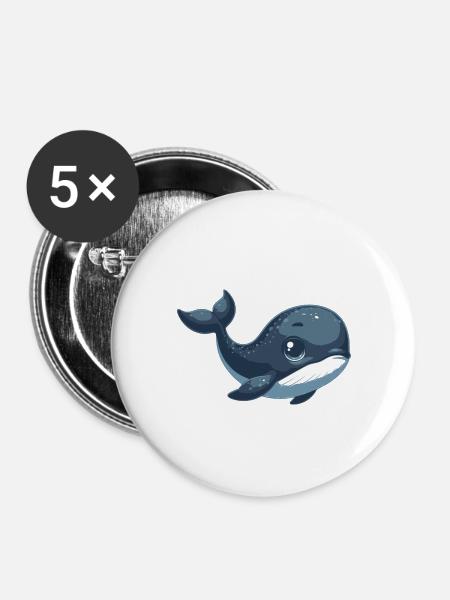 Wal - Buttons groß 56 mm (5er Pack) - Weiß