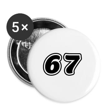 67 Zahl Symbol - Buttons groß 56 mm (5er Pack) - Weiß - Vorne